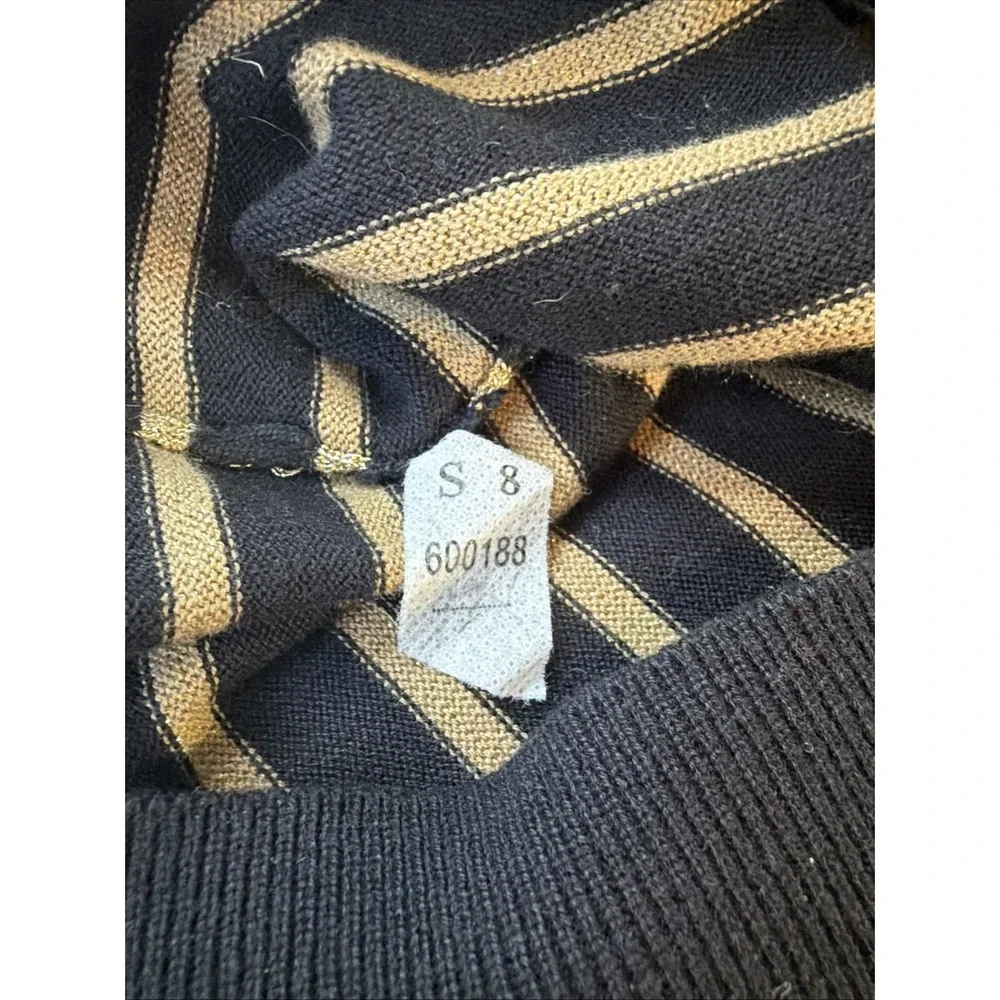 Lauren Ralph Lauren black gold metallic striped ribbed turtleneck S